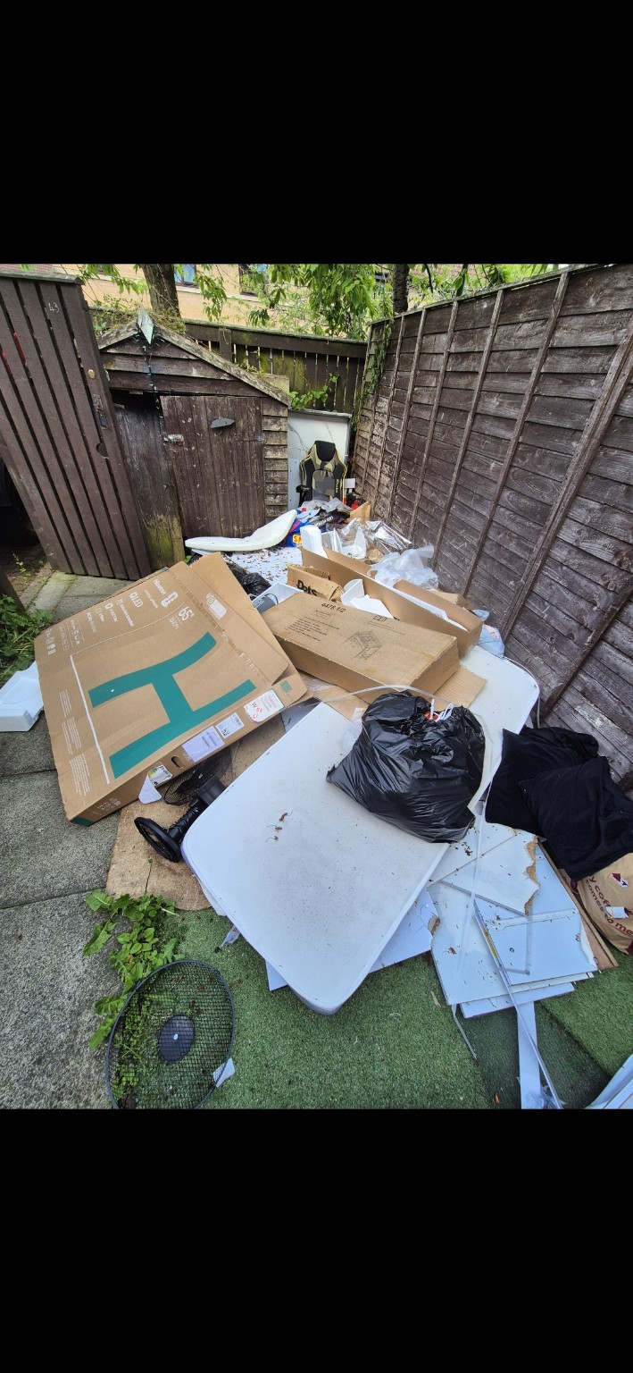 Before: Garden furniture and packaging
