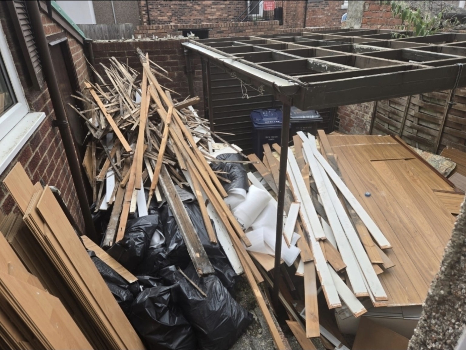 Timber and woodwork loaded for disposal
